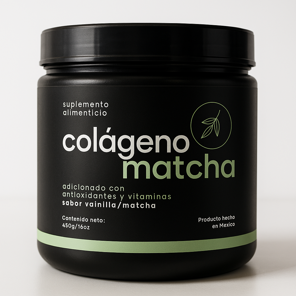 Colágeno Matcha, con Vitamina C & E, Omega 3, Magnesio, 450gr