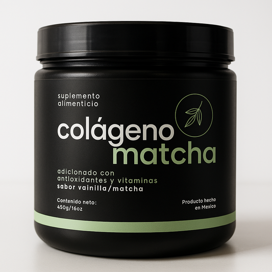 Colágeno Matcha, con Vitamina C & E, Omega 3, Magnesio, 450gr